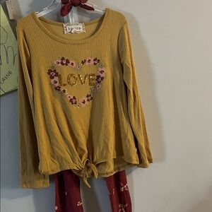 btween Mustard Ribbed Tie-Front Top